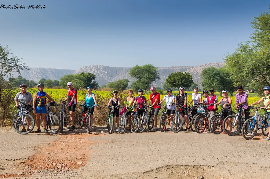 man riding bike in Rajasthan